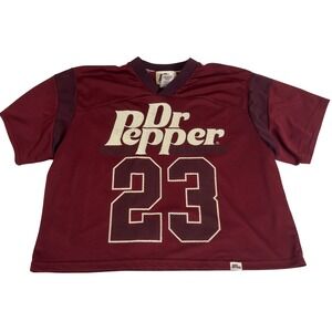 Dr Pepper 23 Graphic Mesh Jersey Crop Top Maroon Burgundy Womens Medium